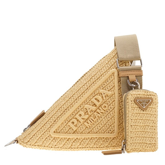 Prada Raffia Crochet Triangle Logo Crossbody 1BH190 New SIMOLI GROUP - Picture 4 of 8